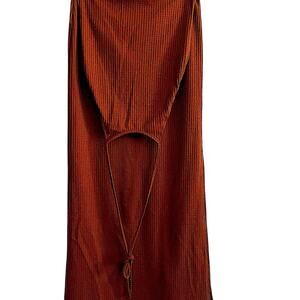 Summer Solstice Boho Halter Dress Rust Stylish Comfortable